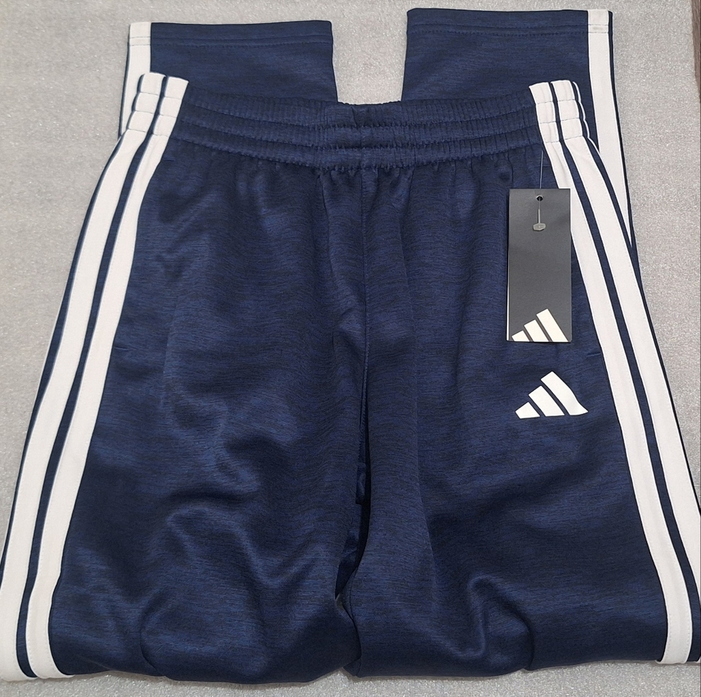Adidas Kids Dark Blue Joggers with White Stripes